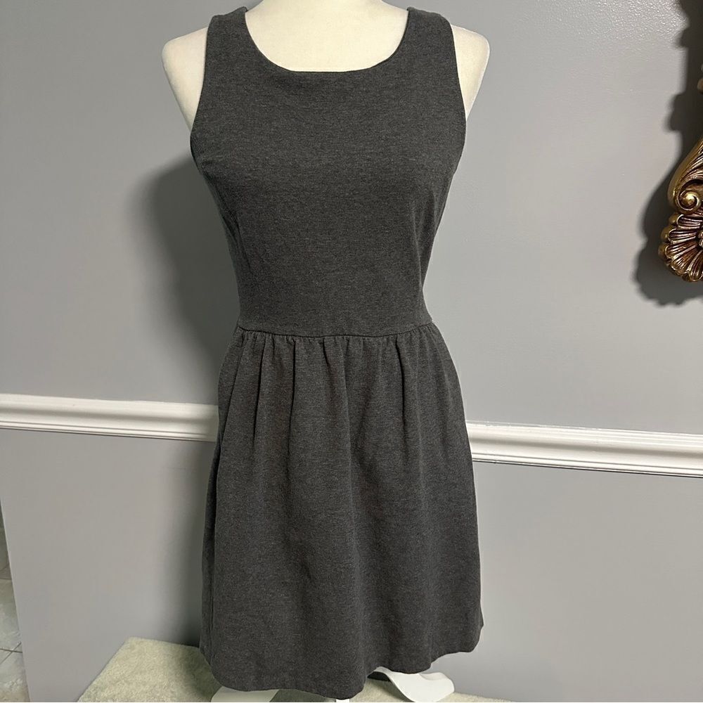 Gap Gray Cotton Blend Fit and Flare Knee-length Dress with pockets size XS